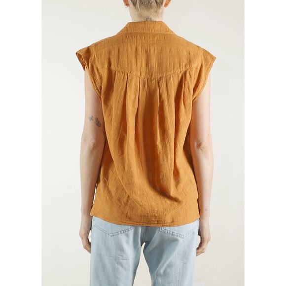 PHAROAH COLLECTION Audrey Band Sleeve Shirt Womens Medium Gossamer Check Cotton - Picture 2 of 14